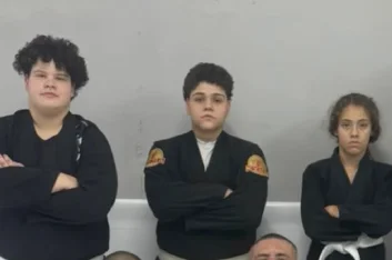 Aula de Jiu-Jitsu infantil no Ashura, no Campos Elíseos, São Paulo
